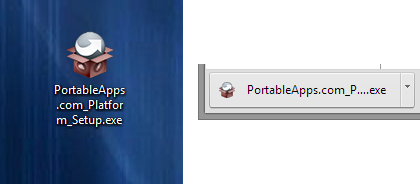 PortableApps.com_Platform_Setup.exe on the desktop and in the Chrome download manager
